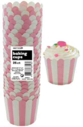 Baking Cups - Light Pink Stripes - Click Image to Close